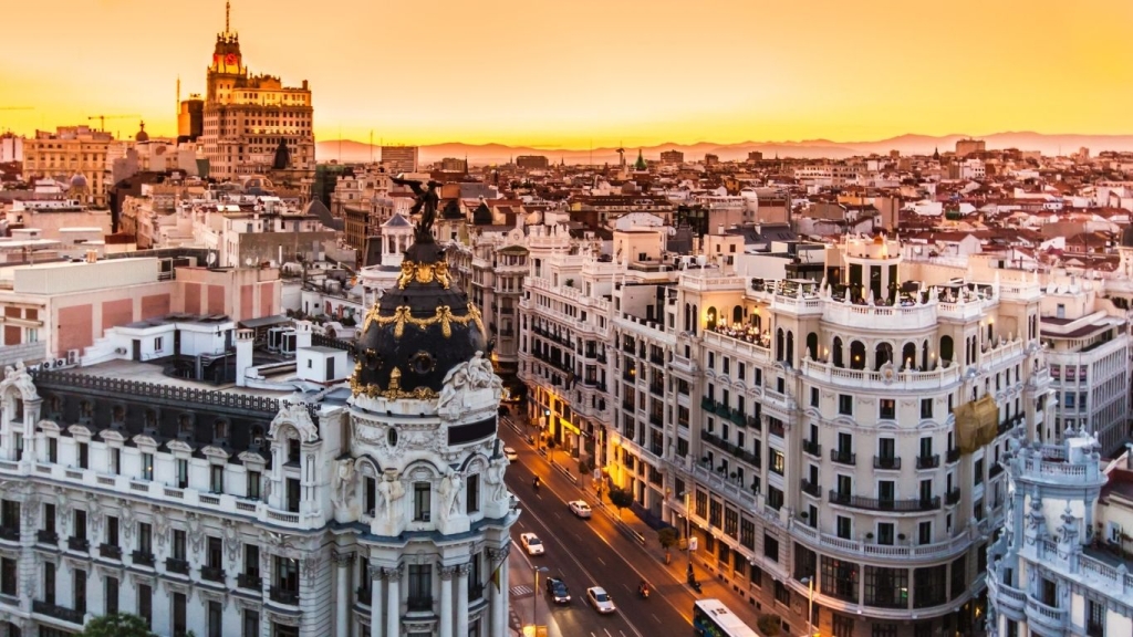 gran vía madrid skyline near property for sale in spain